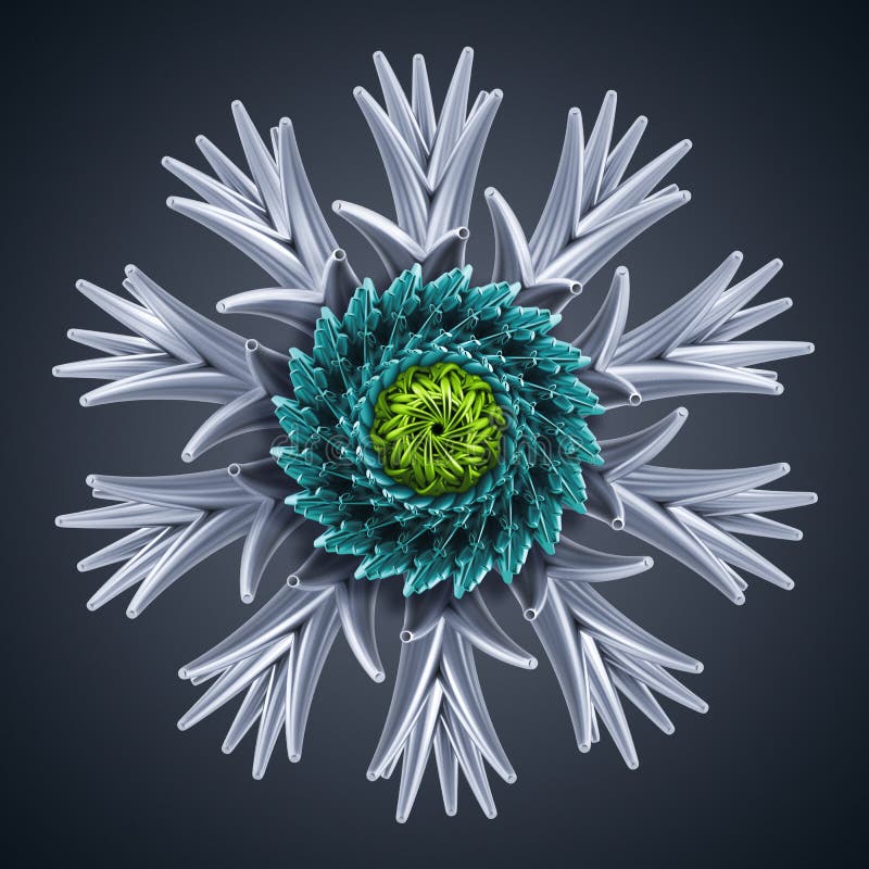 Forma de flor de neve estrela abstrata orgânica 3d ilustração royalty free