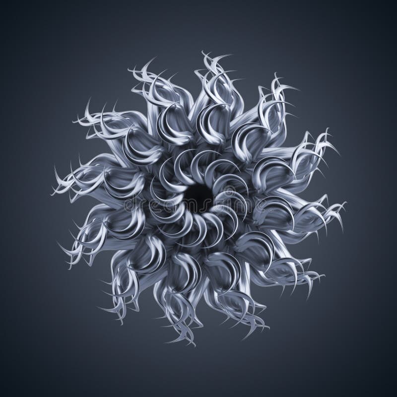 Forma de flor de neve estrela abstrata orgânica 3d ilustração stock