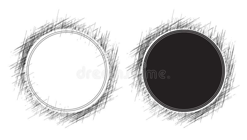 Forma rotonda a forma di matita nera a campitura a campitura a base di elementi grafici vettoriale illustrazione retroriflettente illustrazione di stock