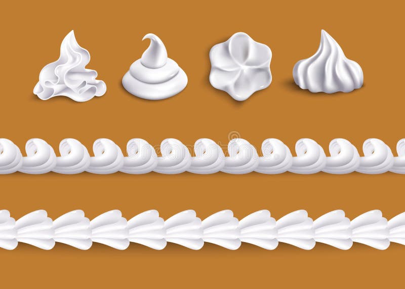 Forma a turbinetto di crema montata in alto e insieme di forme di linea di bordo orizzontale illustrazione vettoriale