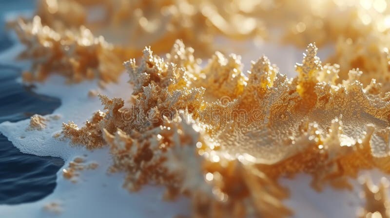Formación de coral fractal dorado ilustración del vector