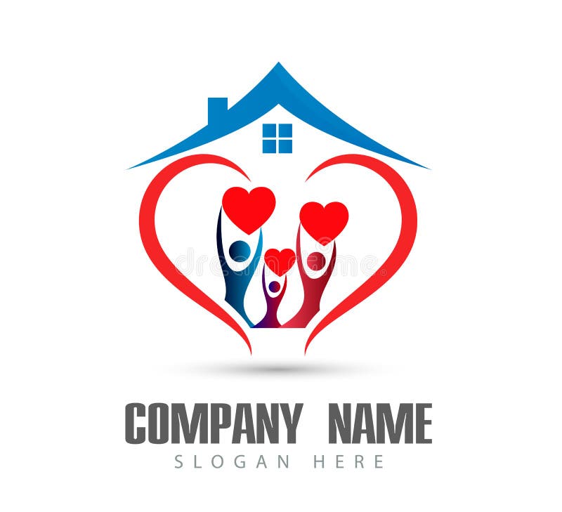 People union team work celebrating happyness family home logo/Love Union happy Heart shaped home house logo on white background ai10 illustrations for company or any type design. People union team work celebrating happyness family home logo/Love Union happy Heart shaped home house logo on white background ai10 illustrations for company or any type design