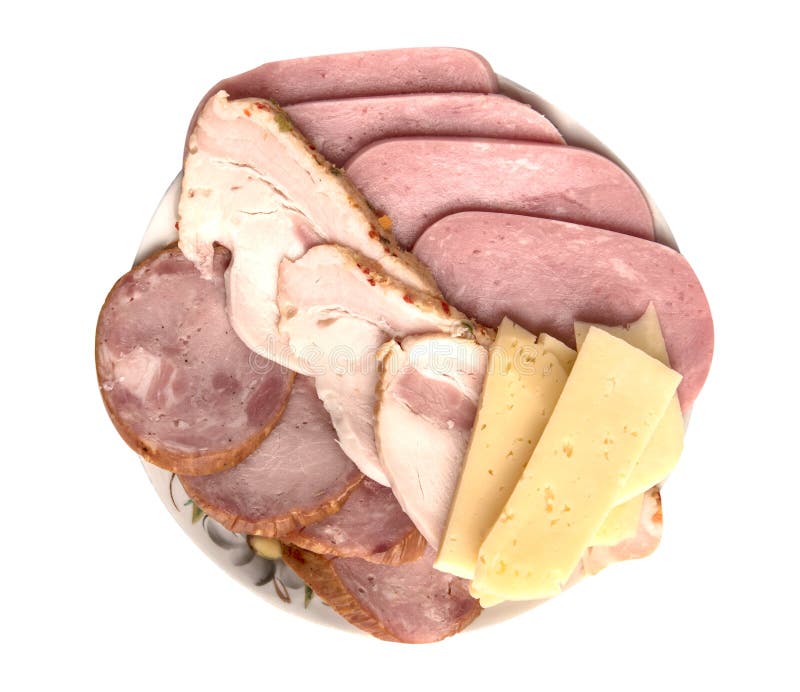 Formaggio affumicato isolato della carne di ronzio fotografia stock Formaggio affumicato isolato della carne di ronzio fotografia stock
