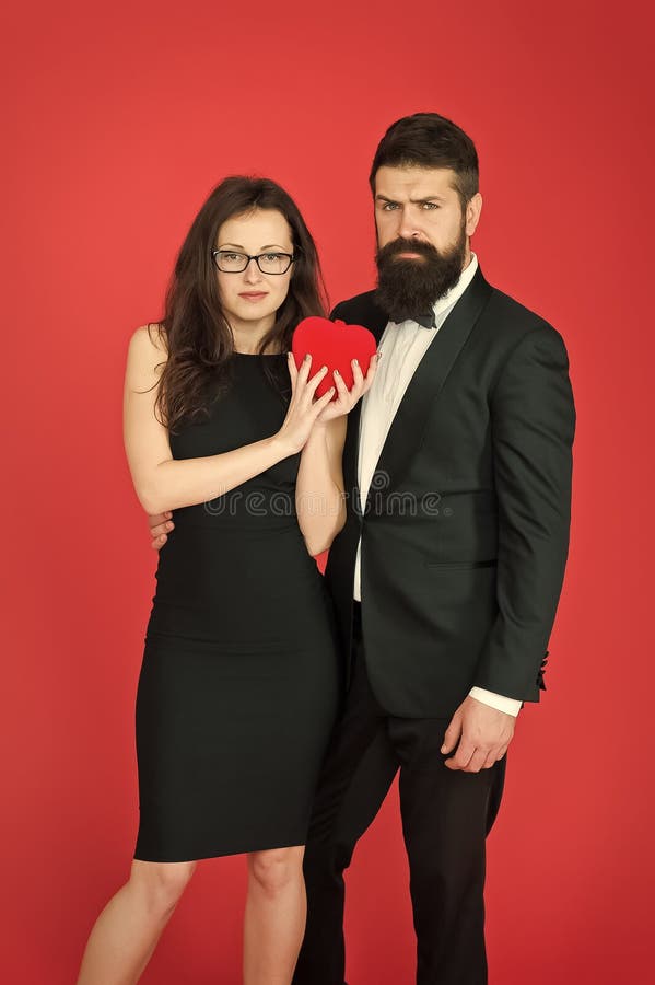 Formal Couple with Red Valentine Heart. Take My Heart. One Heart for pic