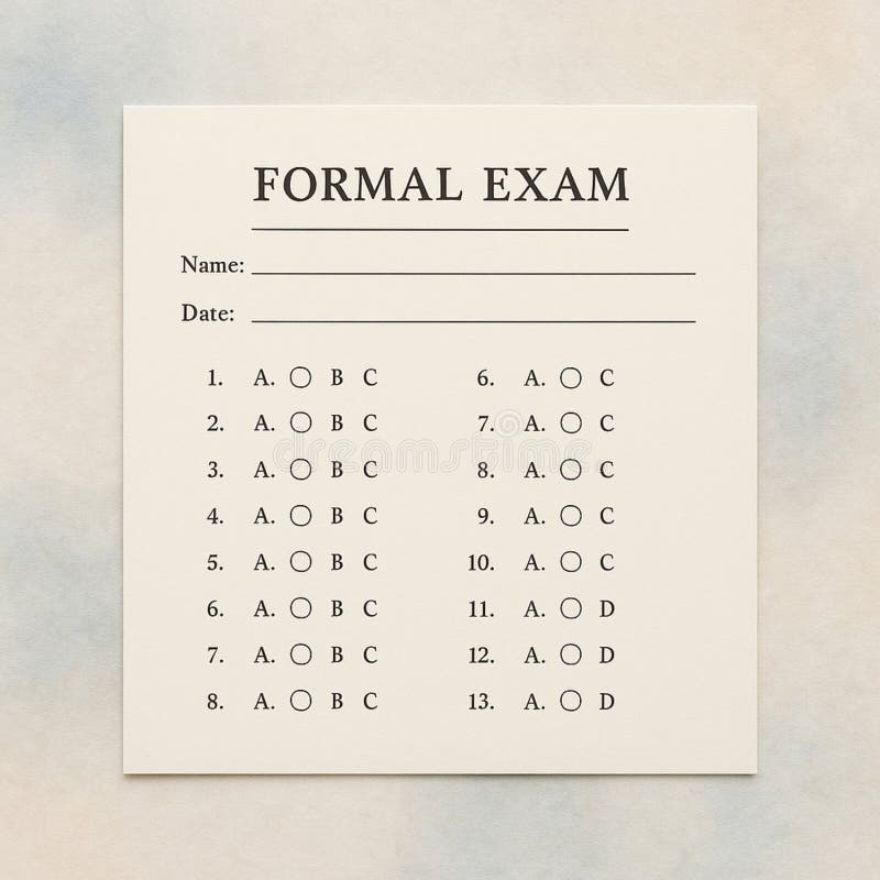 Formal Exam Paper Mockup Stock Image for Testing vector illustration