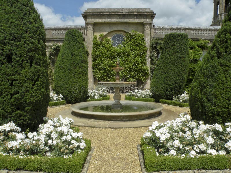 Formal garden with fountain