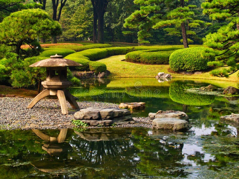 Formalna wody cecha, Cesarscy pałac ogródy, Tokio, Japonia