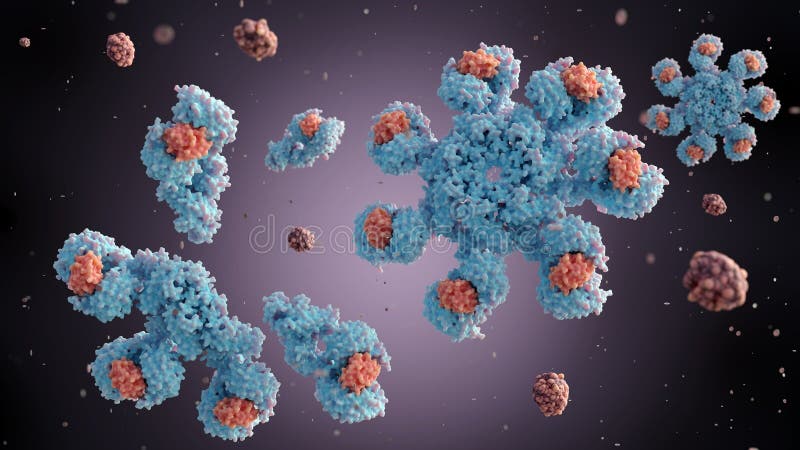 3D rendering of forming human apoptosome molecule contains seven Apaf-1 molecules symmetrically arranged in a wheel-shaped structure to form a central hub. 3D rendering of forming human apoptosome molecule contains seven Apaf-1 molecules symmetrically arranged in a wheel-shaped structure to form a central hub