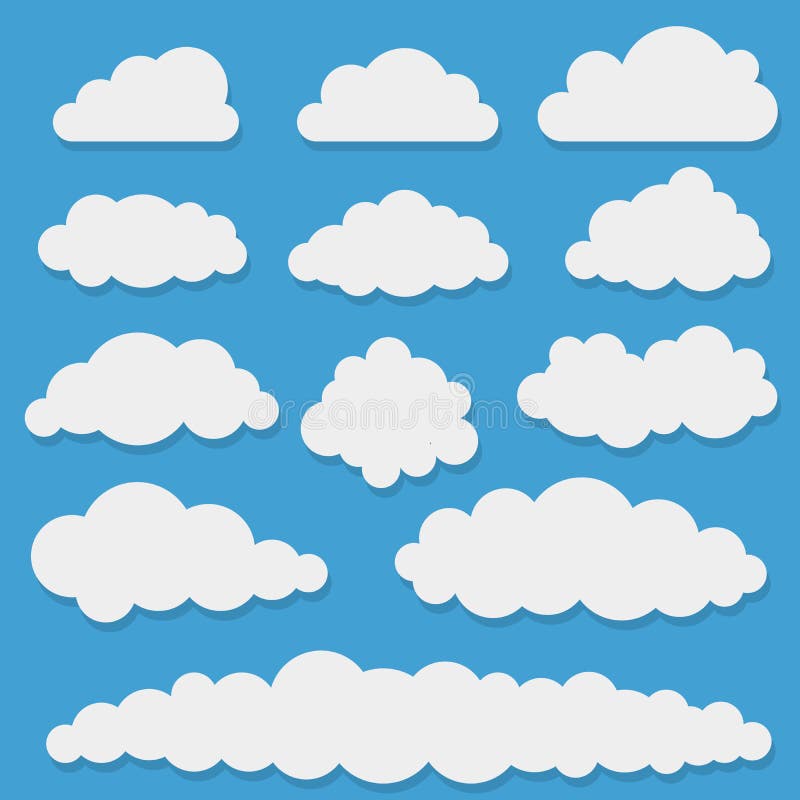 Comic white cloud shapes on blue sky background. Vector illustration. Comic white cloud shapes on blue sky background. Vector illustration.