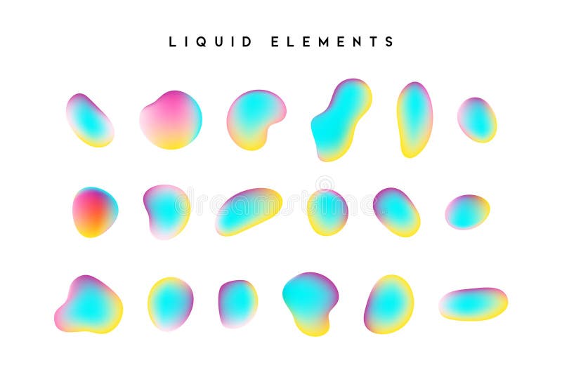 Formas de iridiscencia de degradado. establecer elementos líquidos aislados de la paleta de diseño de camaleón holográfico de colo libre illustration