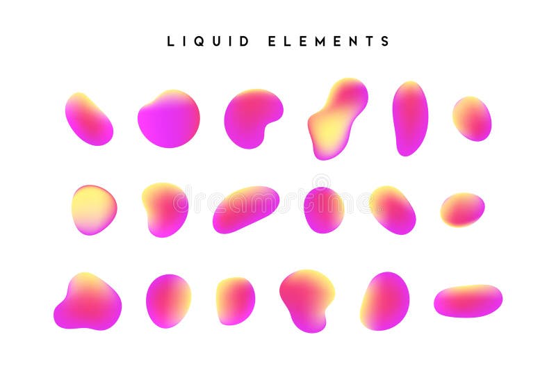 Formas de iridiscencia de degradado. establecer elementos líquidos aislados de la paleta de diseño de camaleón holográfico de colo ilustración del vector