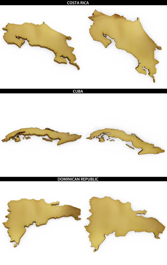 Formas douradas de Costa Rica, Cuba, República Dominicana