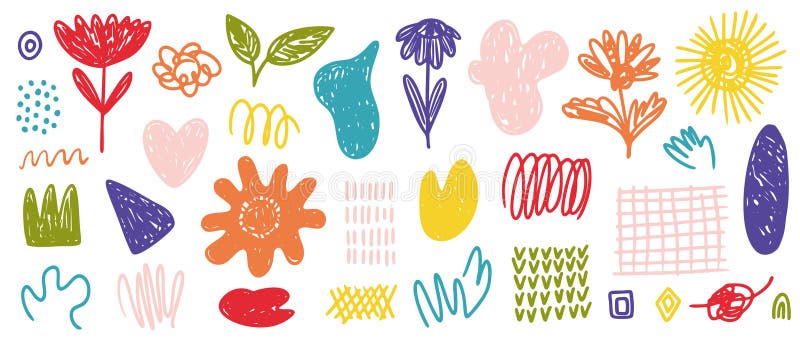 Formas florales abstractas coloreadas y coloridas brillantes ilustración del vector