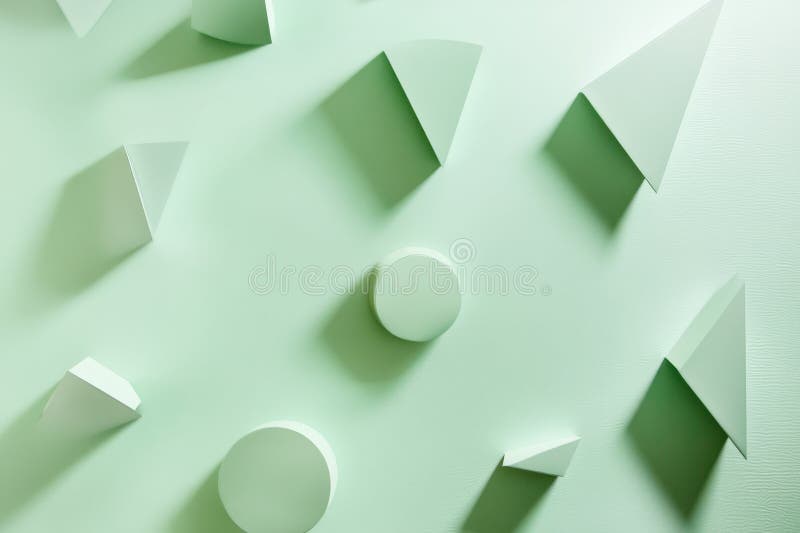 Formas geométricas flotantes en verde menta pastel sobre un fondo verde de menta suave perfecto para un Ai fresco ganado. Formas geométricas flotantes de color verde menta pastel sobre un fondo verde suave de menta ideal para un fresco aspecto minimalista. generado por IA