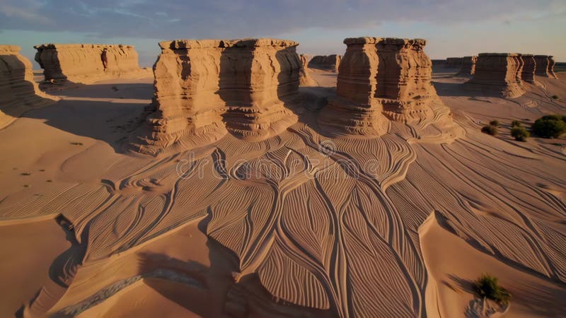 Formations de grès majestueuses provenant des sables du désert illustration de vecteur