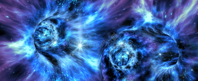 Deep space background with exotic wormhole system for alien fantasy games or science fiction illustrations of interstellar travel. Deep space background with exotic wormhole system for alien fantasy games or science fiction illustrations of interstellar travel