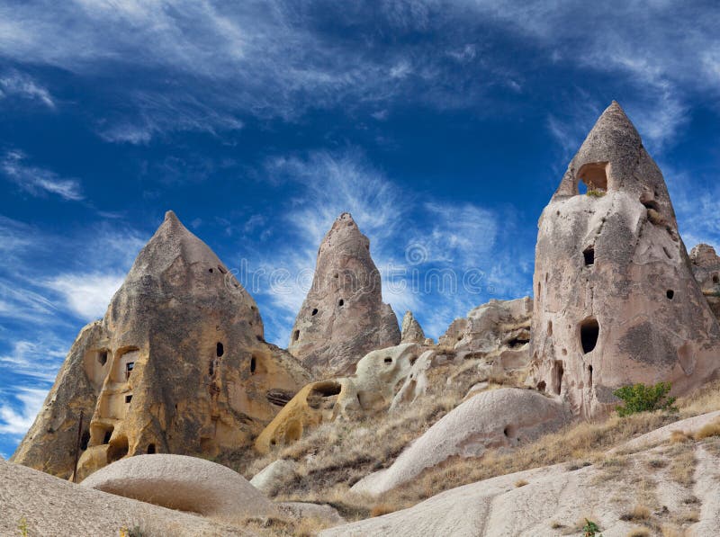 Formações Geological em Cappadocia, Turquia foto de stock royalty free Formações Geological em Cappadocia, Turquia foto de stock royalty free