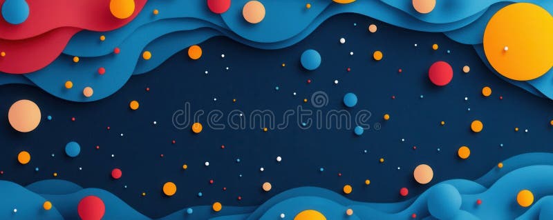 Forme abstracte colorate pe fond albastru, cu cercuri vibrante și unde, creând un design artistic modern stock photos