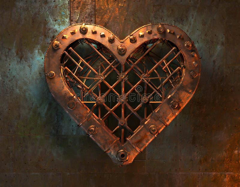 Forme cardiaque en style steampunk sur fond grunge. concept de carte de jour valentines illustration stock