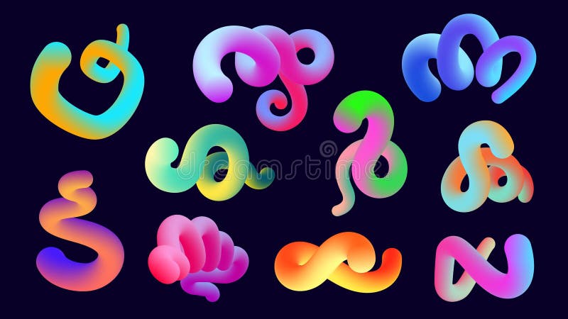 Forme a curva colorata liquida. tratti moderni astratti con forme e forme diverse pennello dinamico di fluido creativo royalty illustrazione gratis