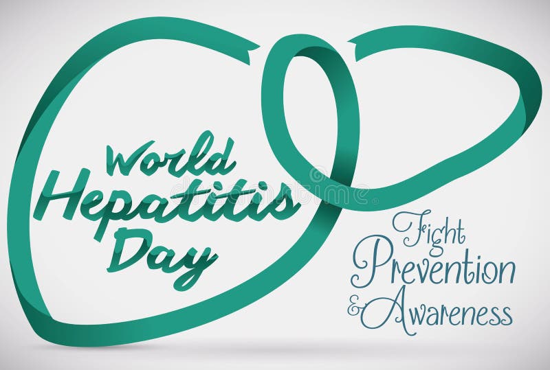 Forme de foie avec Jade Ribbon Commemorating Hepatitis Day, illustration de vecteur illustration libre de droits Forme de foie avec Jade Ribbon Commemorating Hepatitis Day, illustration de vecteur illustration libre de droits