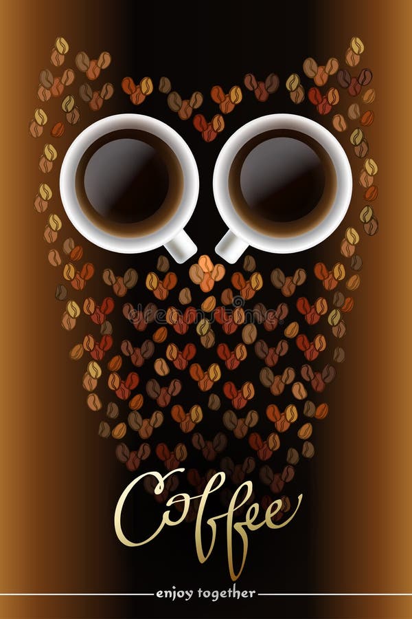 Forme de hibou faite de café illustration de vecteur Forme de hibou faite de café illustration de vecteur