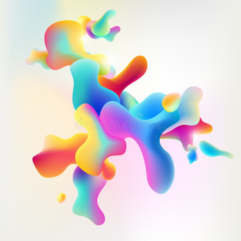 Forme di fluido multicolore luminose sullo sfondo della luce. Forme colorate liquide e fluide sullo sfondo della luce. composizione astratta
