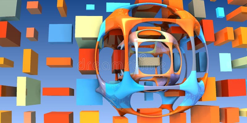 Forme divertenti 3d immagini di scene di rendering generative colorate illustrazione di stock