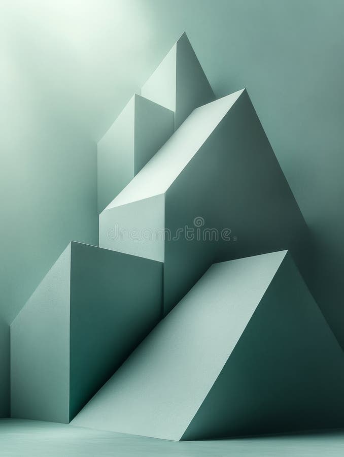 Forme geometrice abstracte cu redare în lumină și umbră. stock image