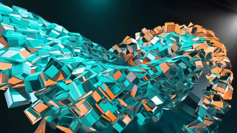Forme geometrice abstracte 3D dinamice în portocaliu și albastru pentru design modern AI generativ royalty free illustration