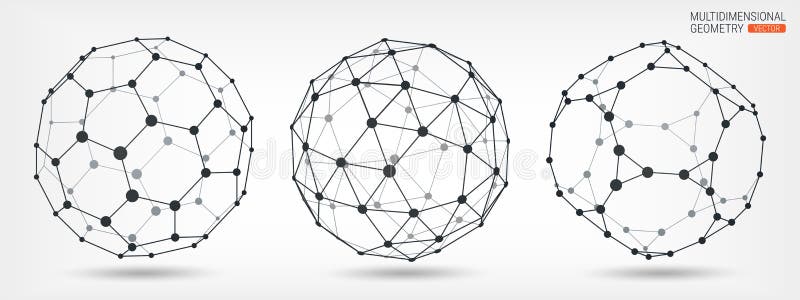 Forme geometrice multifațetate. fundal abstract. structură de linii și puncte. poligonul geometric complex. royalty free illustration
