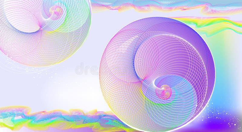 Forme géométrique sphérique dans les tons néons. contexte abstrait délicat. onde stylisée. dessin fantastique d'une eau bouillante illustration stock