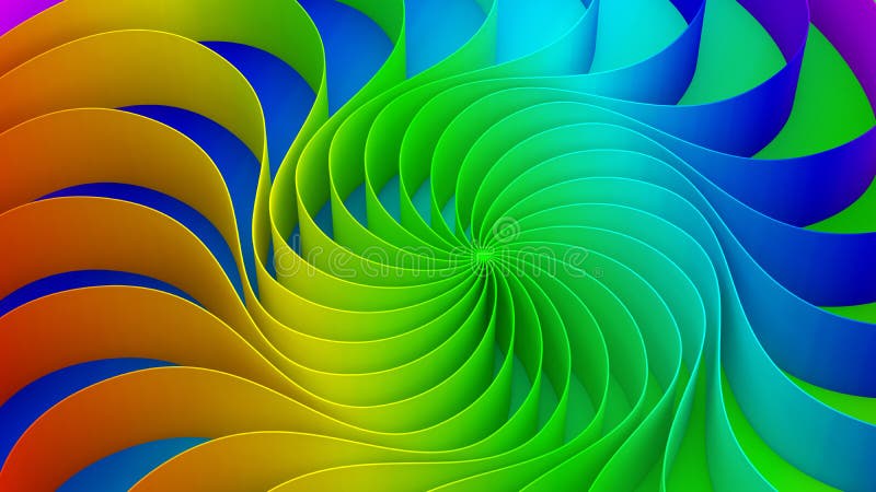 Forme incurvée de pirouette colorée Cercle sur le fond d'arc-en-ciel, 3d illustration libre de droits Forme incurvée de pirouette colorée Cercle sur le fond d'arc-en-ciel, 3d illustration libre de droits