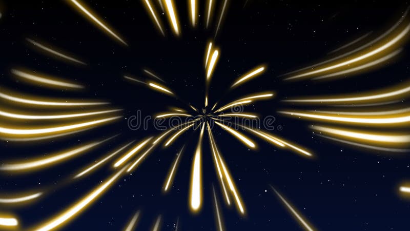 Forme ligne néon or clair bleu foncé ciel simple. cyber-futuriste vitesse zoom motion graphique. fond flou flareabstraction illustration stock