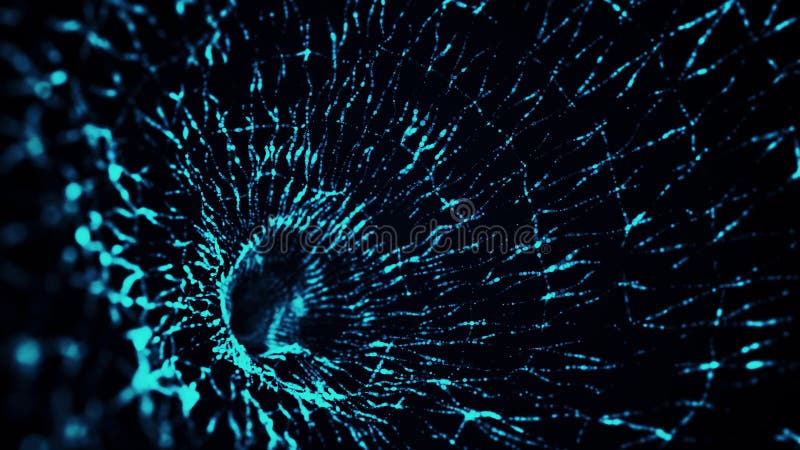 Forme mince bleue générée par ordinateur des particules avec le DOF Rendu 3d de fond rougeoyant abstrait illustration de vecteur