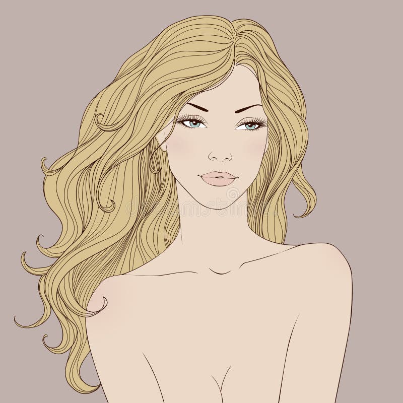 Forme a mulher bonita com vetor longo do cabelo ondulado ilustração royalty free Forme a mulher bonita com vetor longo do cabelo ondulado ilustração royalty free