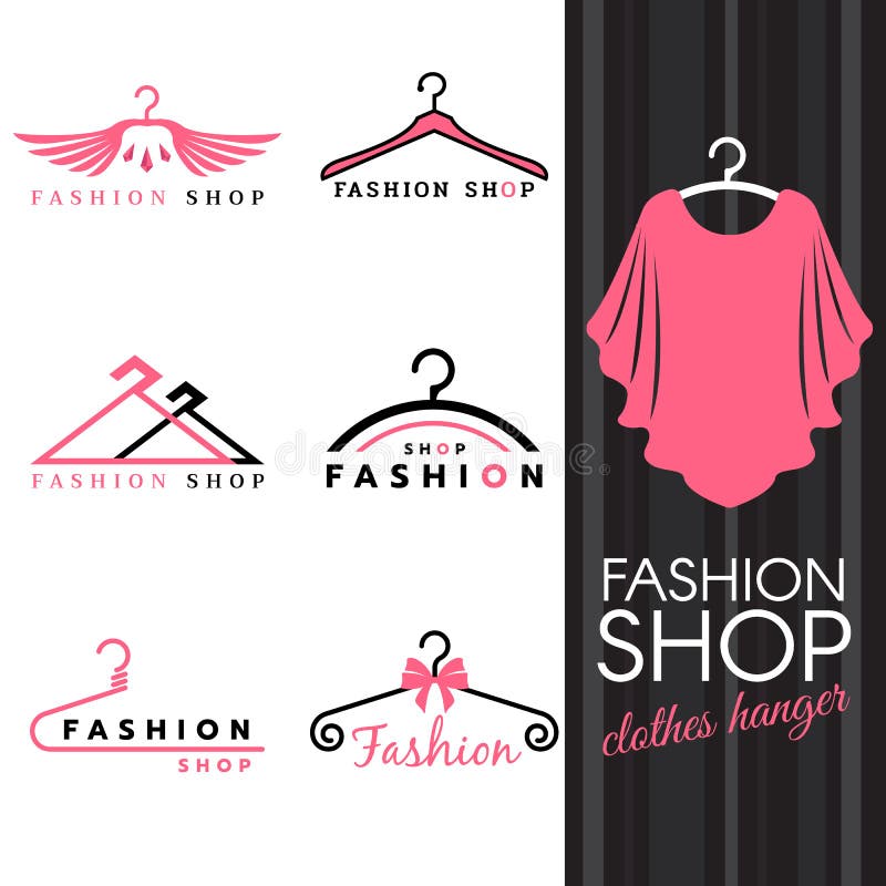 Forme o logotipo da loja - cenografia do vetor do logotipo camisas do sibilo e do gancho de roupa doces ilustração do vetor Forme o logotipo da loja - cenografia do vetor do logotipo camisas do sibilo e do gancho de roupa doces ilustração do vetor