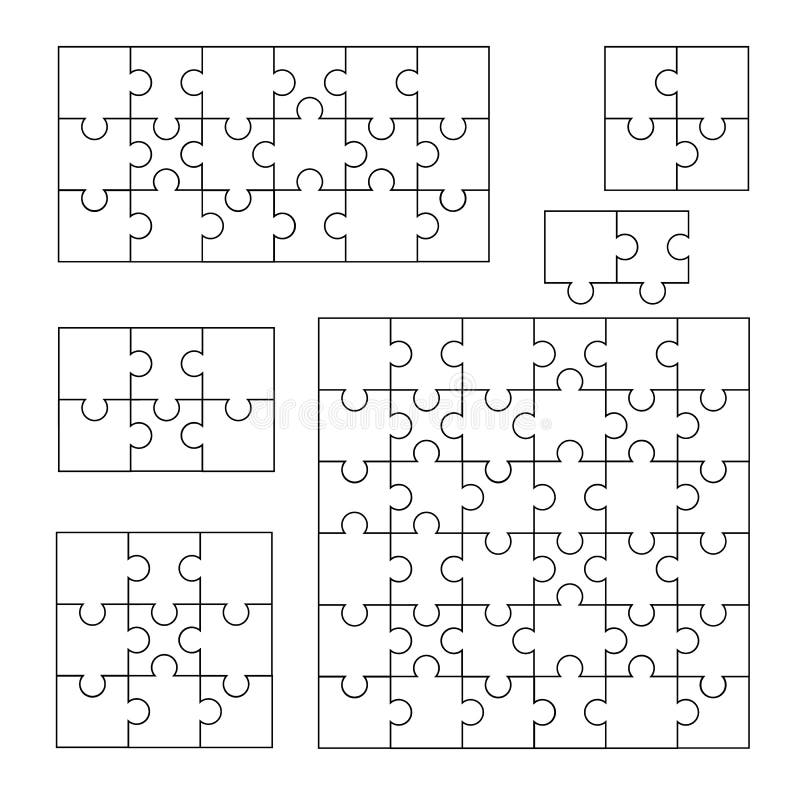 Forme puzzle. bucățile de ferăstrău se potrivesc și se separă pentru grupul de proiectare a vânatului de elemente de dantelă pentr vector illustration