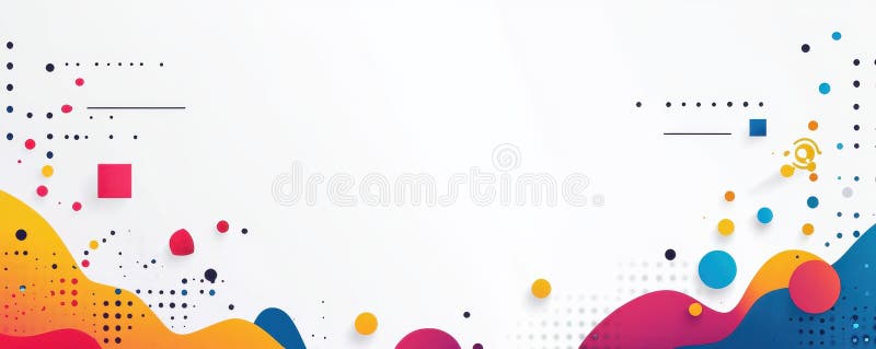 Forme și modele geometrice abstracte, colorate, pe fond alb, care creează un design modern dinamic și vibrant stock photo