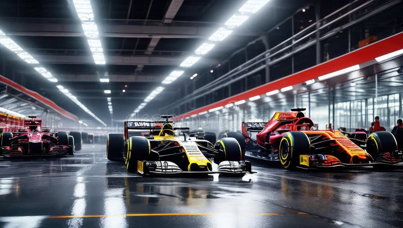 Formula 1 Cars in Full Throttle on the Race Track, Speed Symphony. AI generated. Formula 1 Cars in Full Throttle on the Race Track, Speed Symphony. AI generated