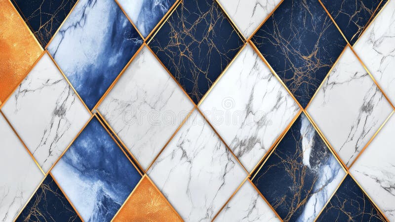 Formele geometrice albastre și aurii aranjate într-un model fără sudură duc la un afișaj vizual dinamic și vibrant royalty free stock photography