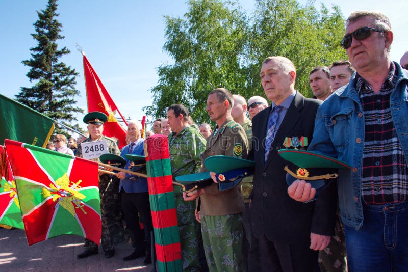 Former soldiers celebrating the Day of border guard stock images