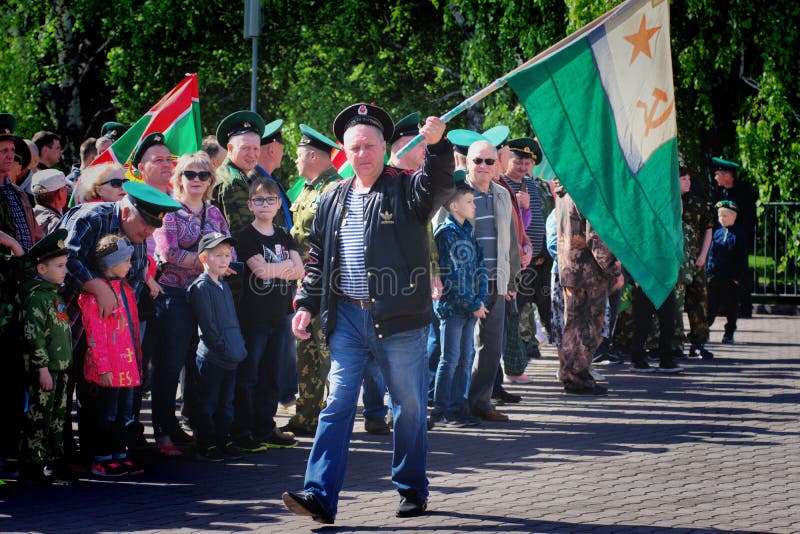 Former soldiers celebrating the Day of border guard stock photos