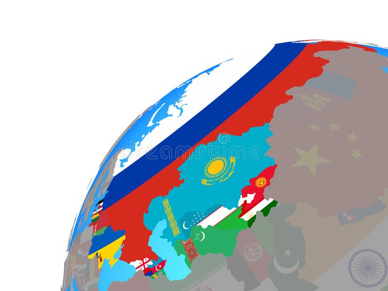 Former Soviet Union With Flags On Globe Stock Illustration Illustration Of Country Political
