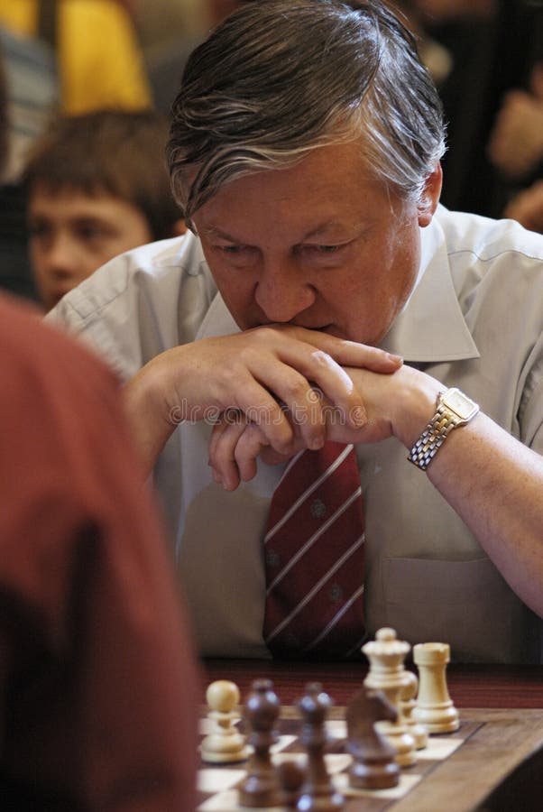 World chess champion Anatoly Karpov taking his shave Stock Photo