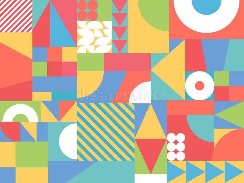 Formes colorées aléatoires abstraites Fond géométrique de couleur Éléments décoratifs de conception Rétro contexte Illustration d