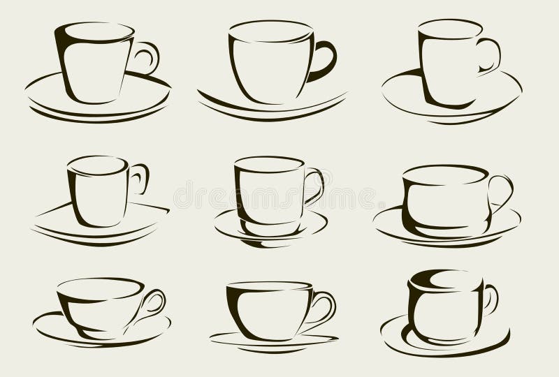 Coffee cup shapes vector ilustration background. Coffee cup shapes vector ilustration background