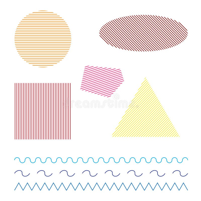Formes géométriques simples colorées sur le fond blanc Illustration de vecteur