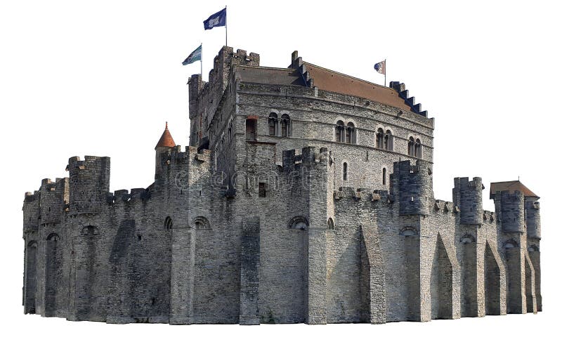 A formidable flemish castle isolated image