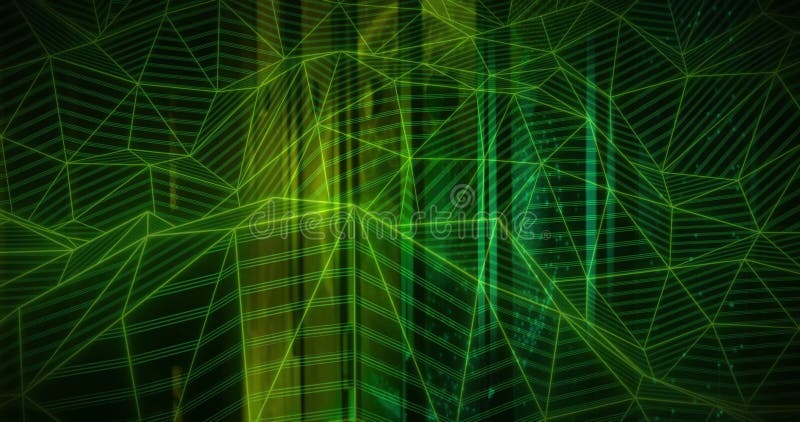 Forming abstract pattern, geometric green lines and shapes in animation vector illustration